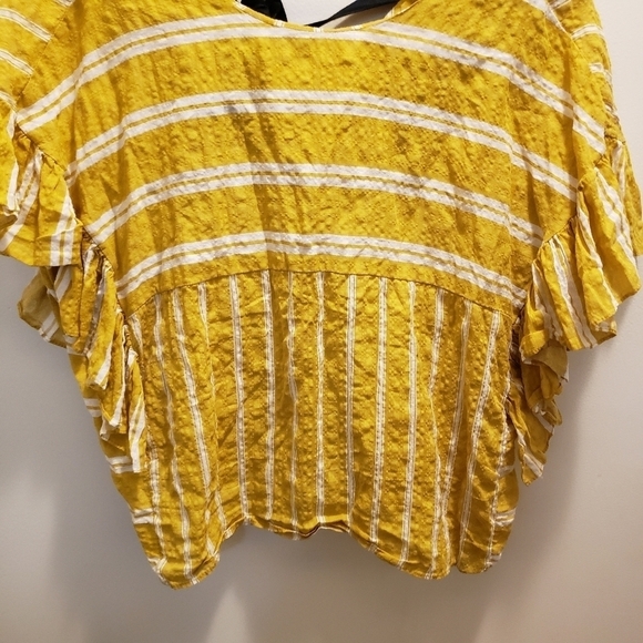 Pixie Market Lagenlook Mustard Yellow Striped Top - Picture 2 of 10